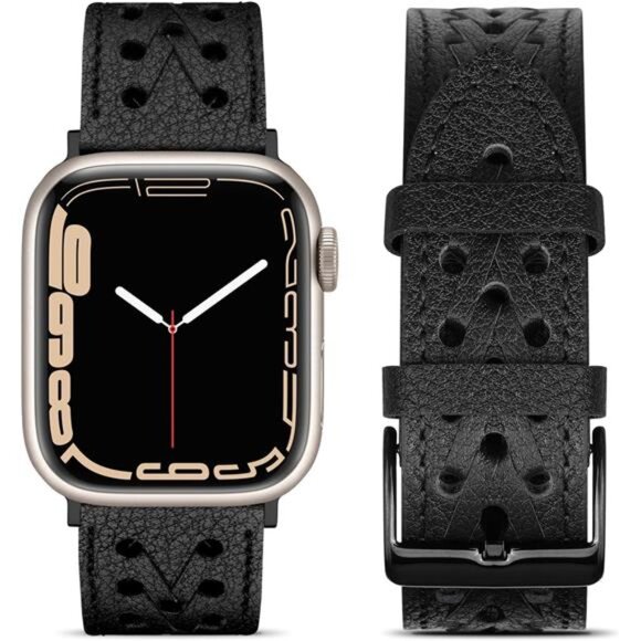 NEW Black Leather Braided Apple Watch Band main image 4